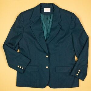 Vintage Pendleton Green Virgin Wool Blazer Women's Size 14